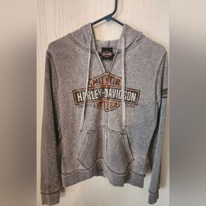 Harley-Davidson Overseas Tour Grunge Zip-Up Hoodie Womens, Medium